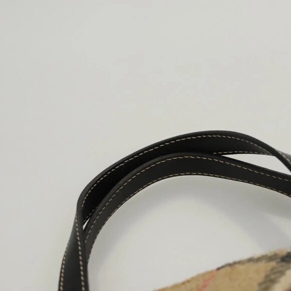 BURBERRY Nova Check Hand Bag Wool Beige Gold Auth 124760 - Picture 9 of 16